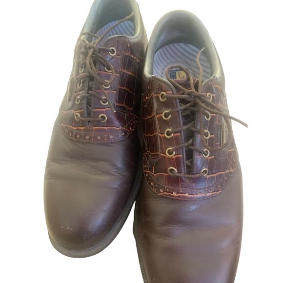 Foot Joy Dryjoys Leather Golf Shoes 11 M Brown ECL Leather System Soft Cleats - Picture 6 of 8